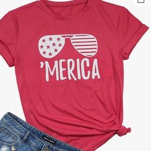 Red sunglasses ‘Merica shirt. Great for the fourth of the July